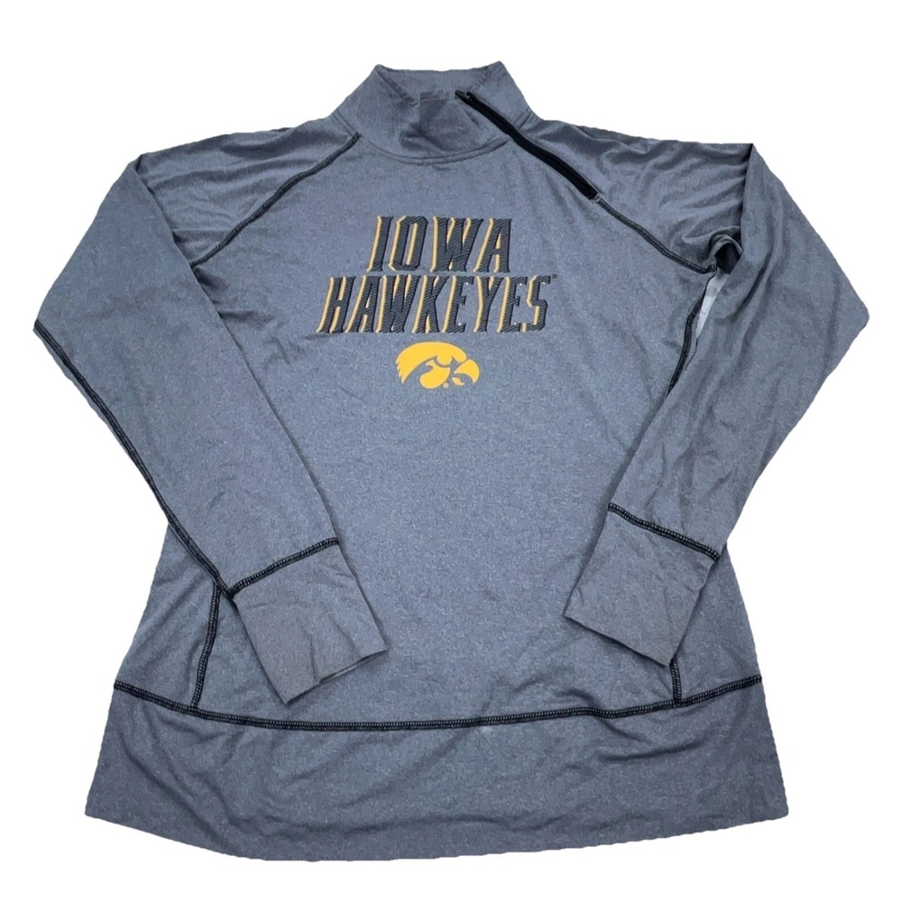 Iowa Hawkeyes Shirt Women Large Gray Tee Pull Over Performance Training Gym *‎